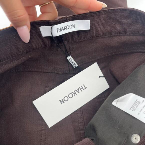 THAKOON High Rise Corduroy Pant Chocolate Brown Cotton Blend Stretch Size 8 NEW - Picture 10 of 15